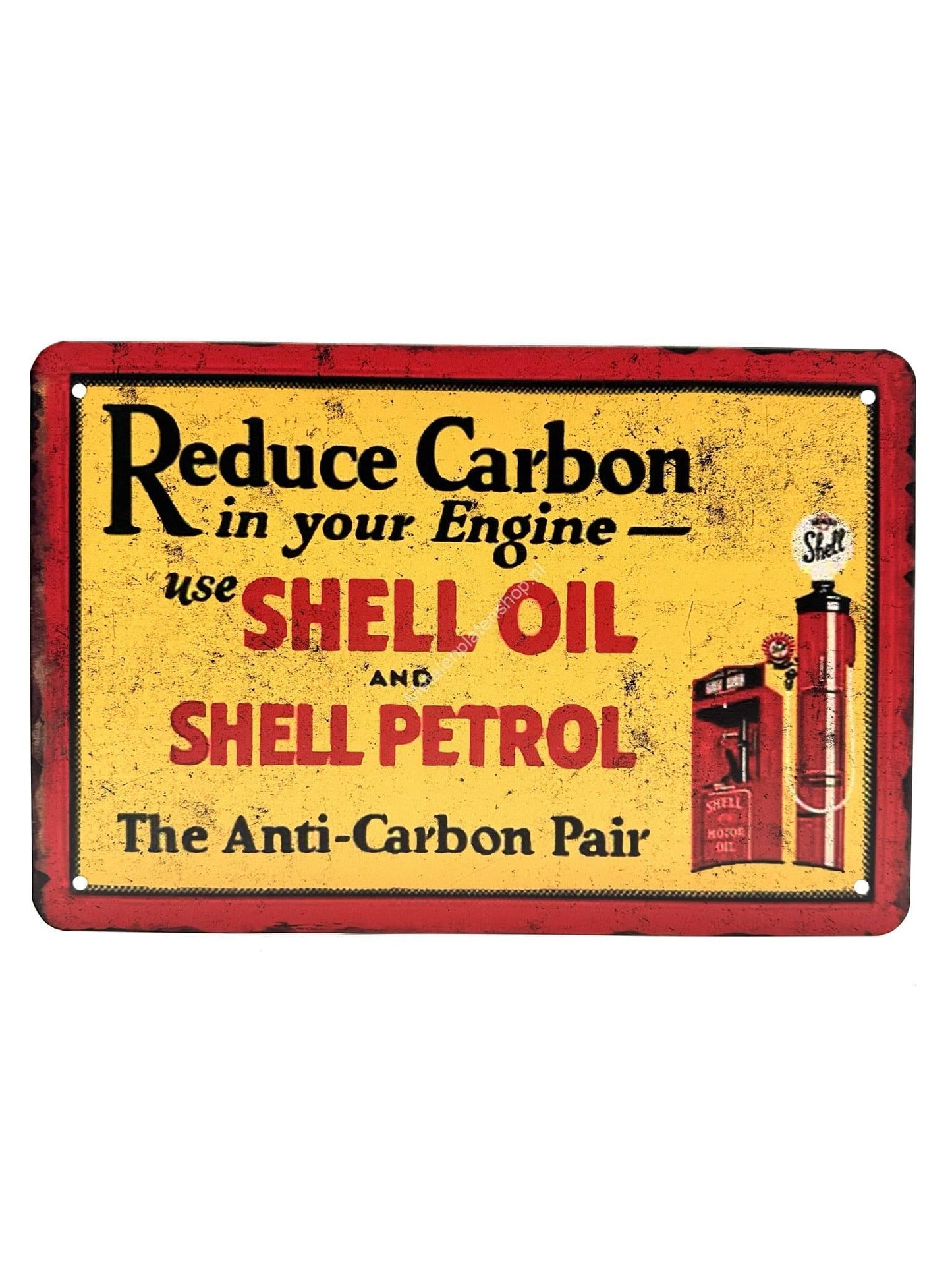 Metal Wall Sign - Reduce Carbon in your engine - Use Shell Oil