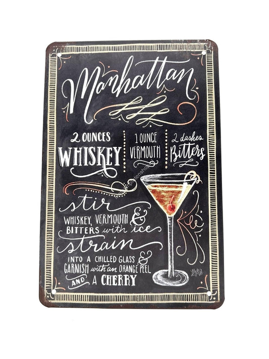 Metalen Wandbord - Manhattan - Cocktails