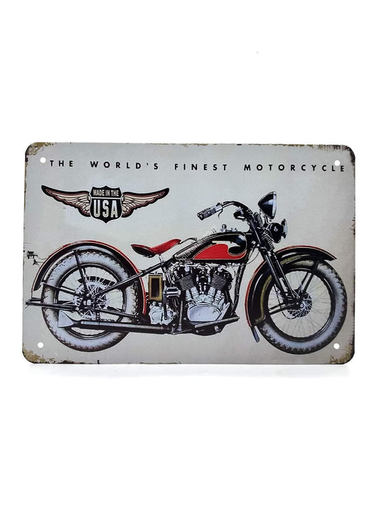 Metalen Wandbord - The World Finest Motorcycle - Made in USA - Motoren