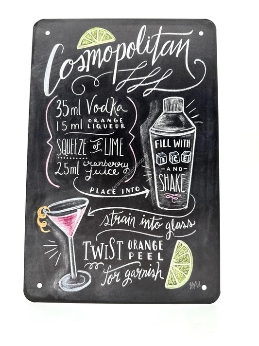 Metalen Wandbord - Cosmopolitan - Cocktails