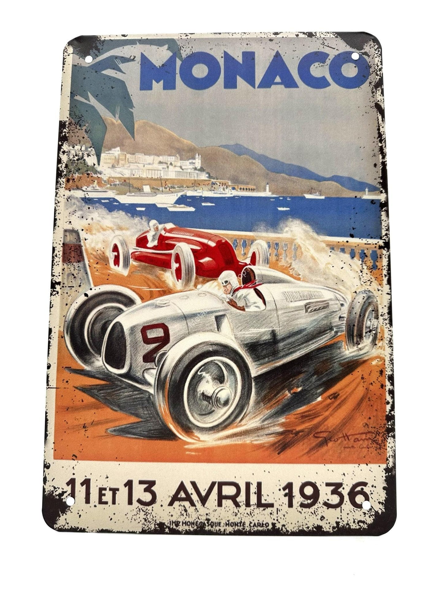 Metalen Wandbord - Monaco 11/13 april 1936