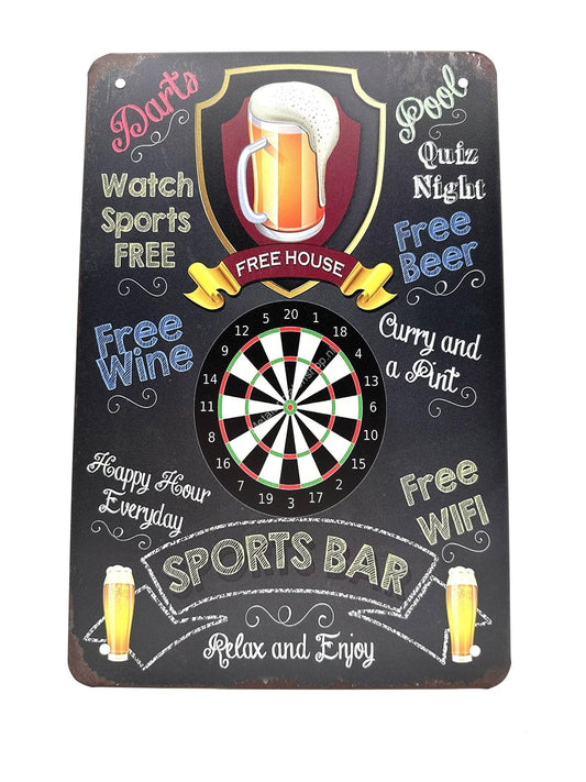 Metal Wall Sign - Beer - Darts - Darts - Sports Bar - Relax and Enjoy