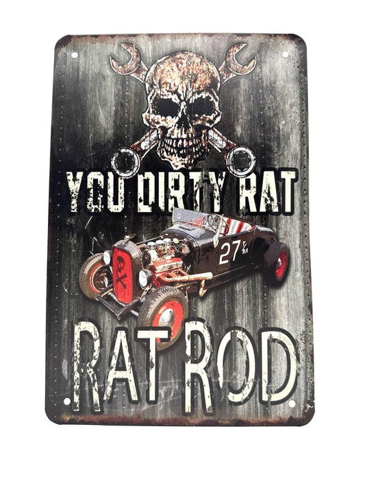 Wandschild aus Metall – You Dirty Rat – Rat Rod – Car