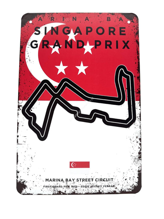 Wandschild aus Metall – Marina Bay Street Circuit – Grand Prix – Singapur – Formel 1