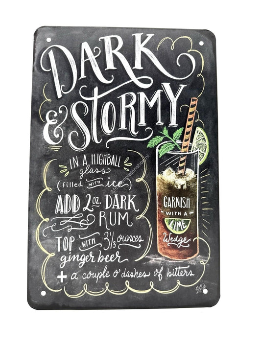 Metal Wall Sign - Dark &amp; ​​Stormy - Cocktails