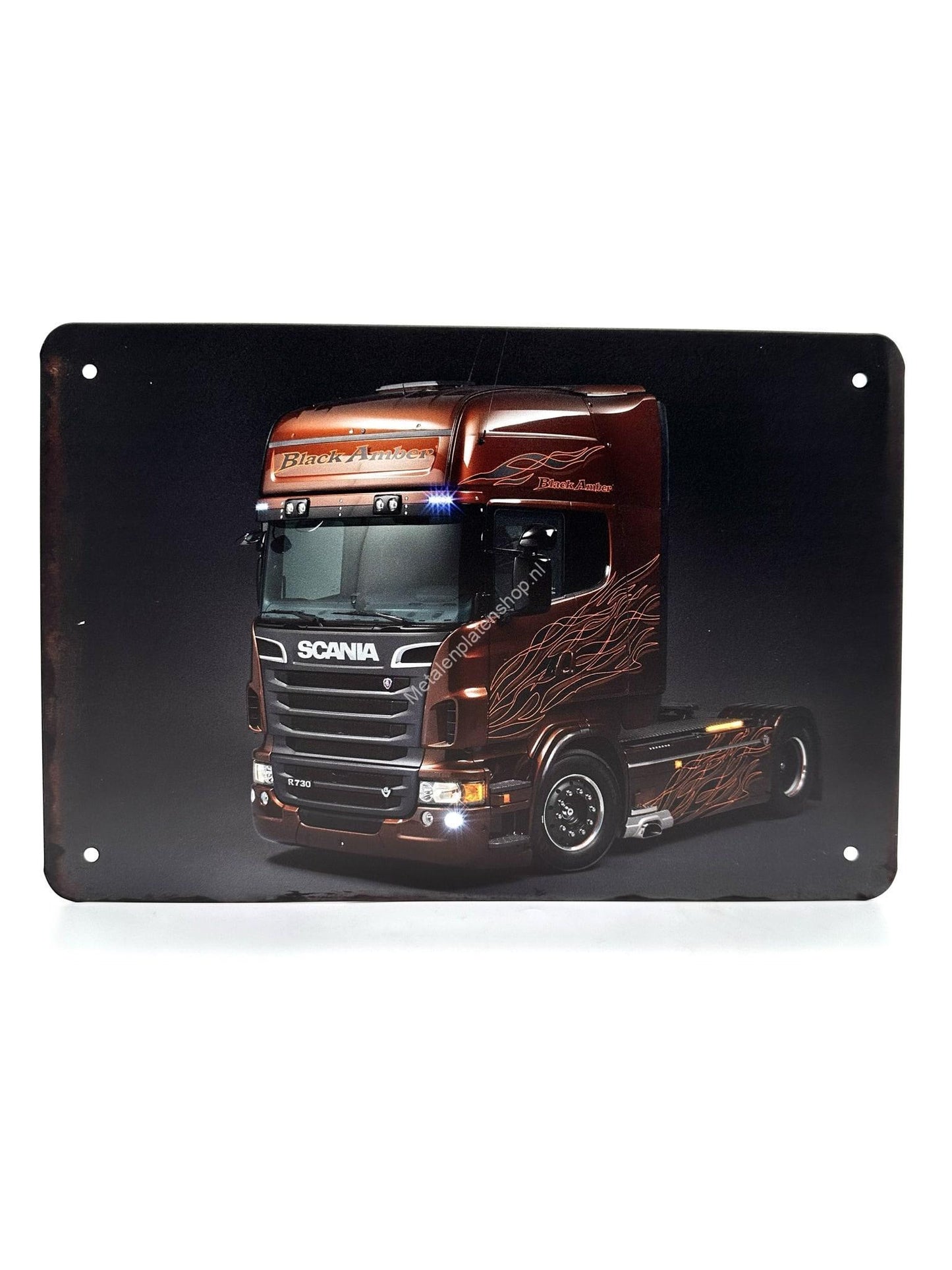 Metallwandschild – SCANIA R730 – Schwarzer Bernstein