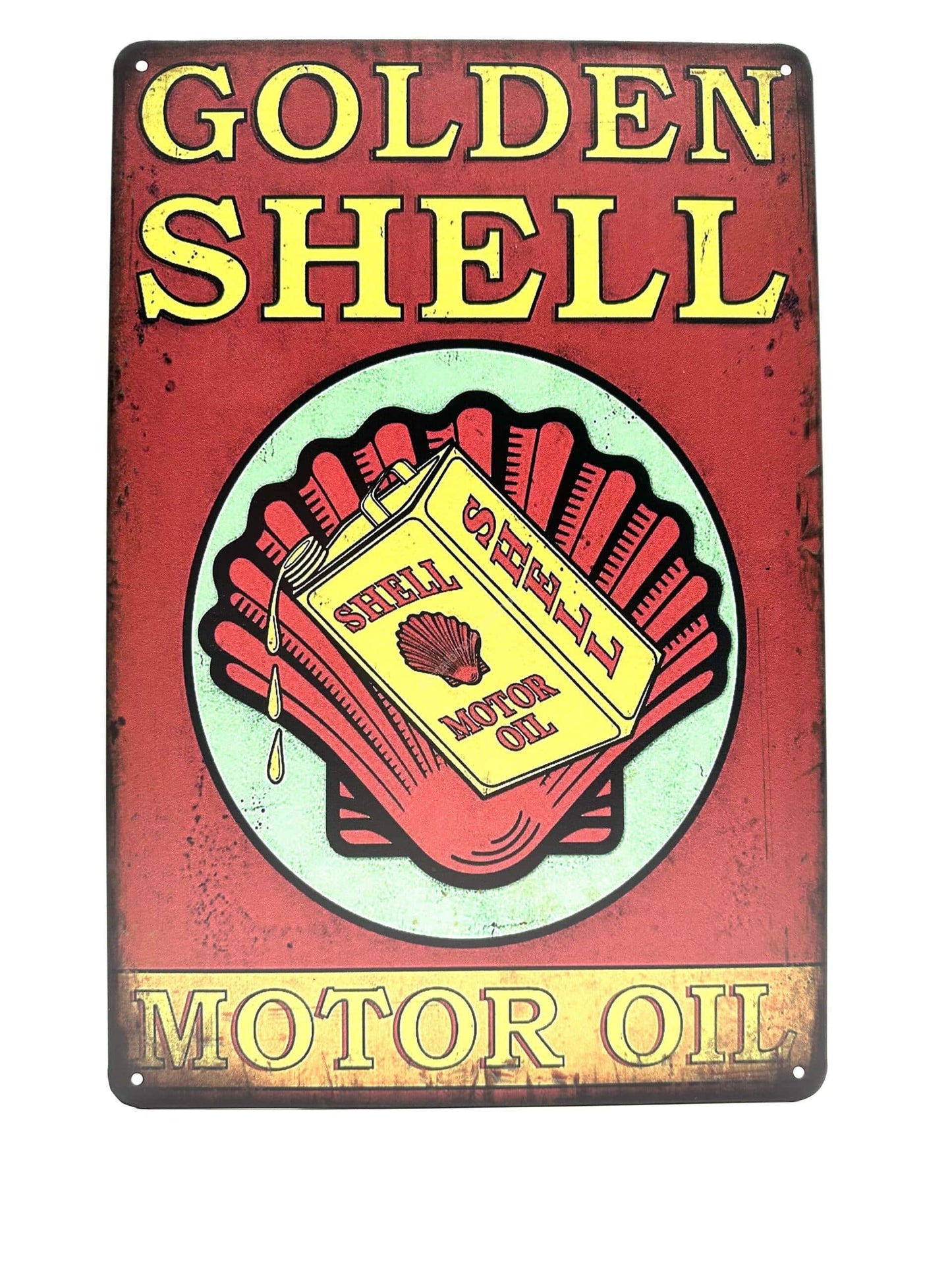 Metalen Wandbord - Golden Shell - Motor Oil