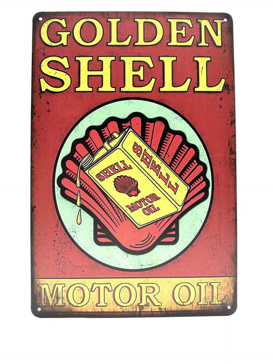 Metal Wall Sign - Golden Shell - Motor Oil