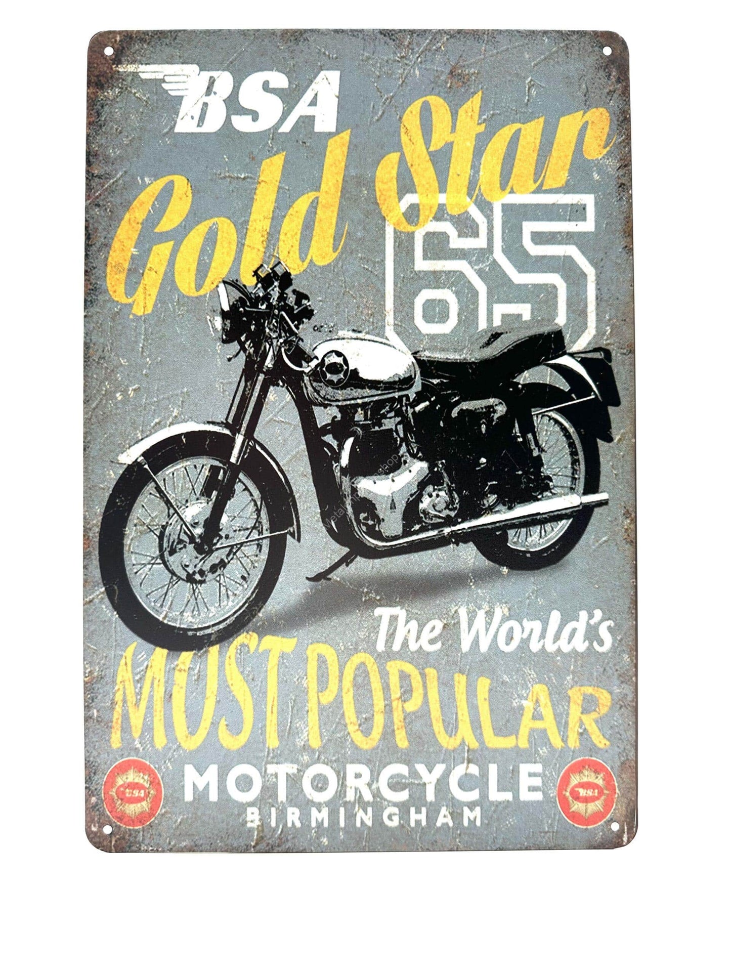 Metalen Wandbord - BSA - Gold Start 65 - Motorcycle Birmingham