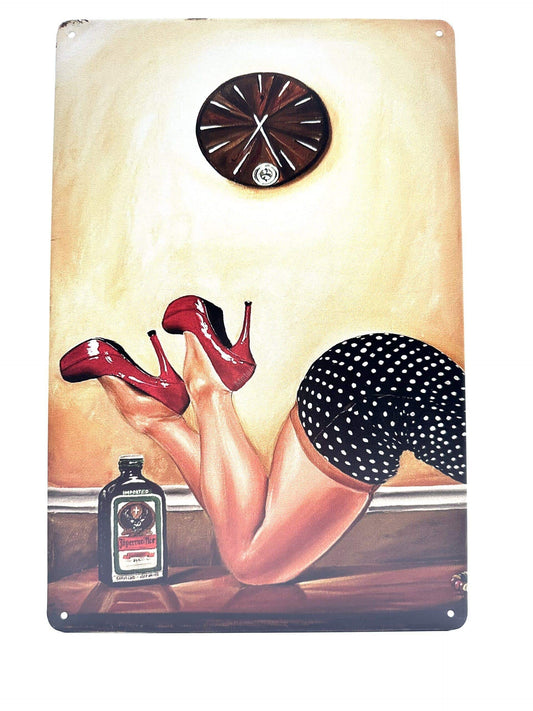 Metal Wall Sign - Jagermeister - woman with heels