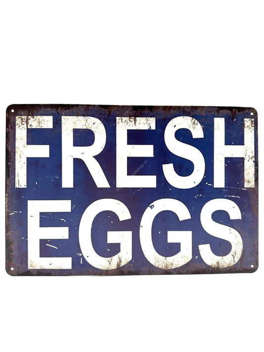 Metalen Wandbord - Fresh Eggs