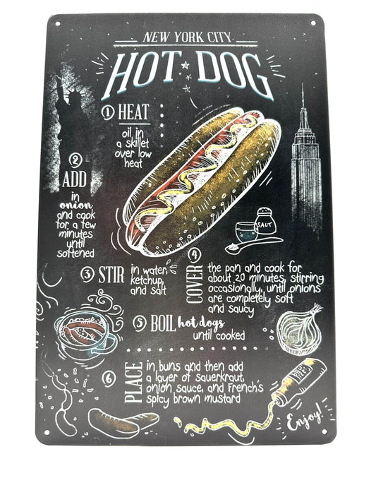 Metalen Wandbord - New York City - Hot Dog