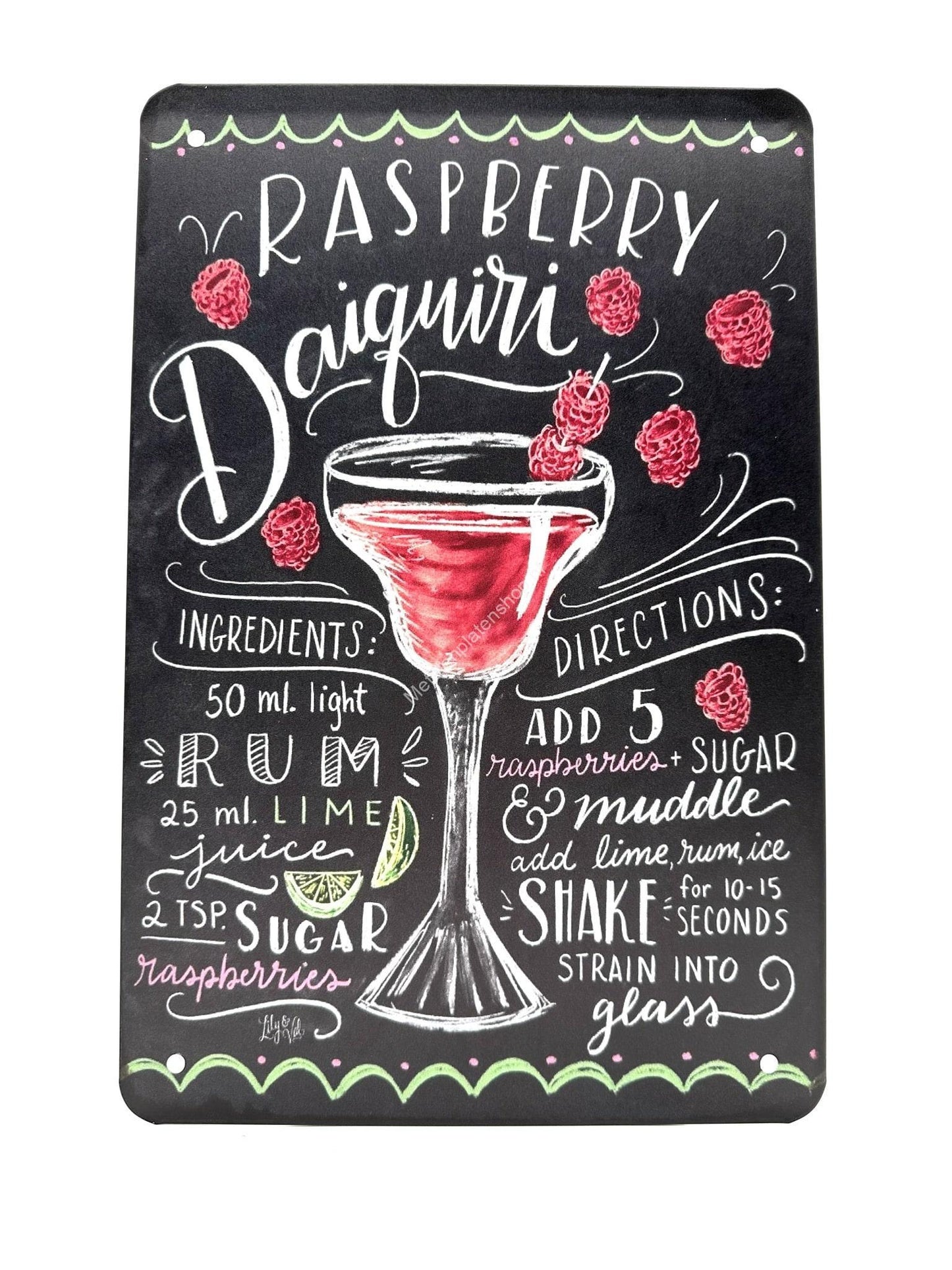 Metal Wall Sign - Raspberry Daiquiri - Cocktails