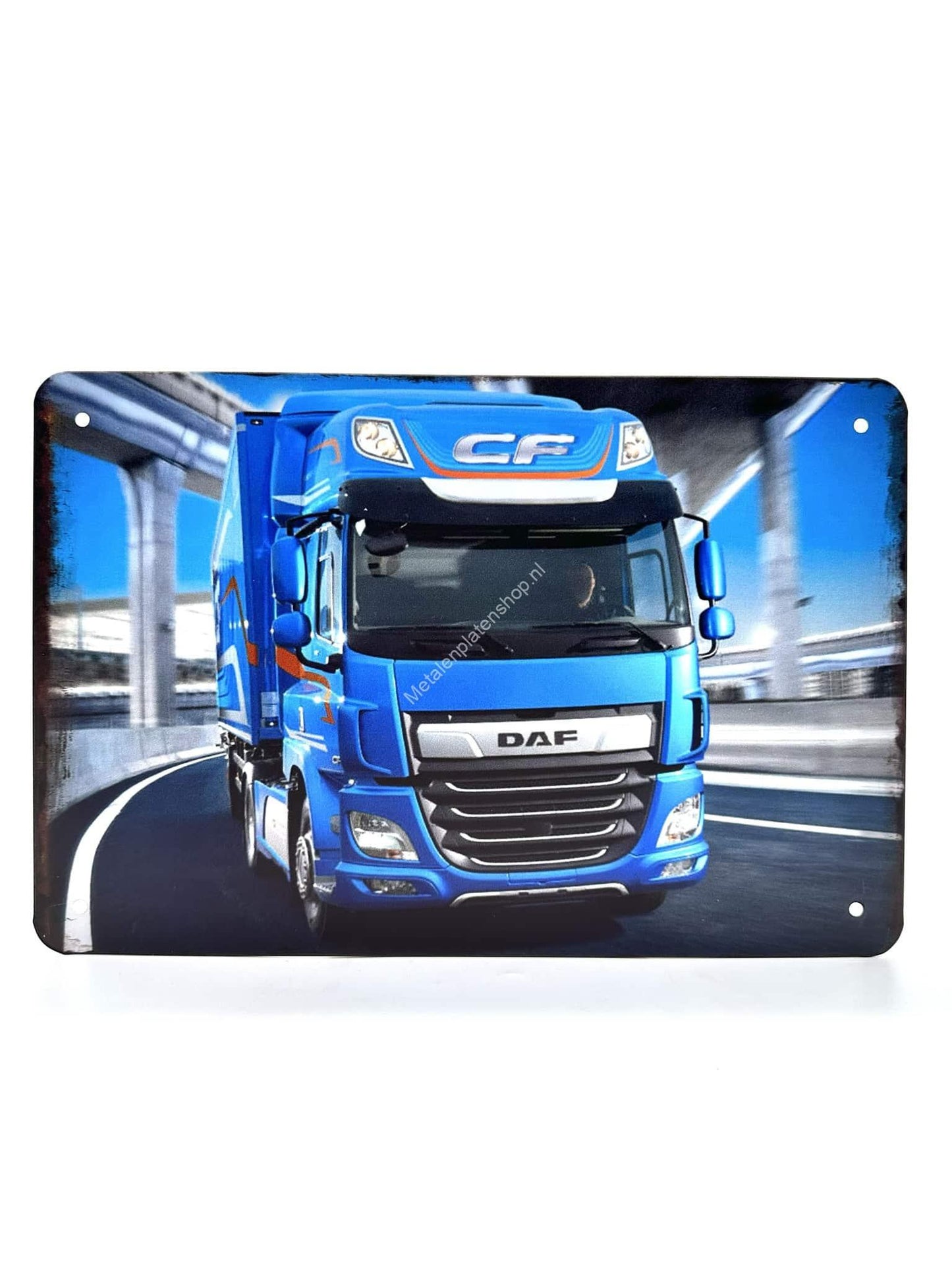 Metalen Wandbord - DAF CF - Blauw - Vrachtwagen - Truck