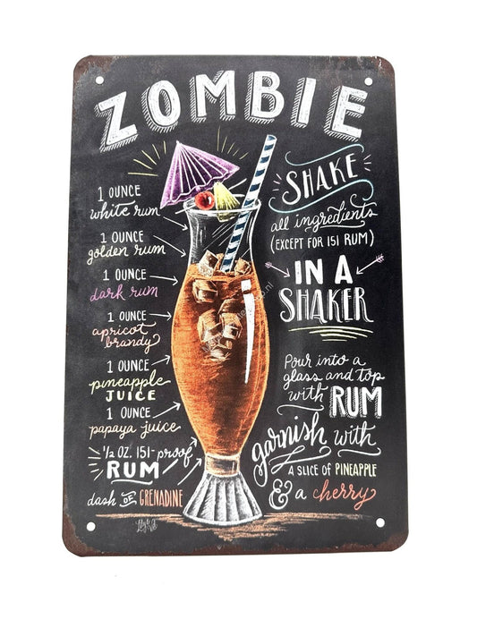 Metalen Wandbord - Zombie - Cocktails