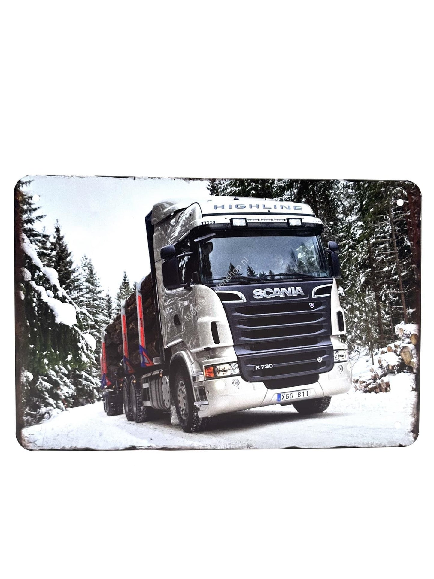 Wandschild aus Metall – SCANIA – R730 – Schnee – LKW – LKW