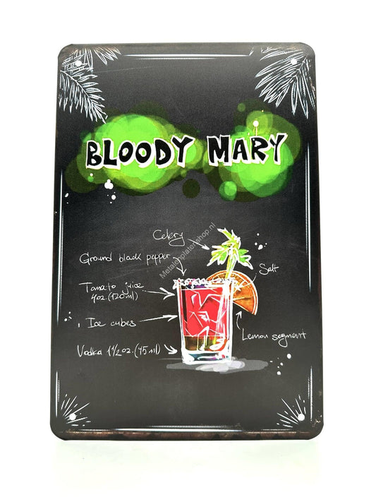 Metalen Wandbord - Bloody Mary - Cocktails