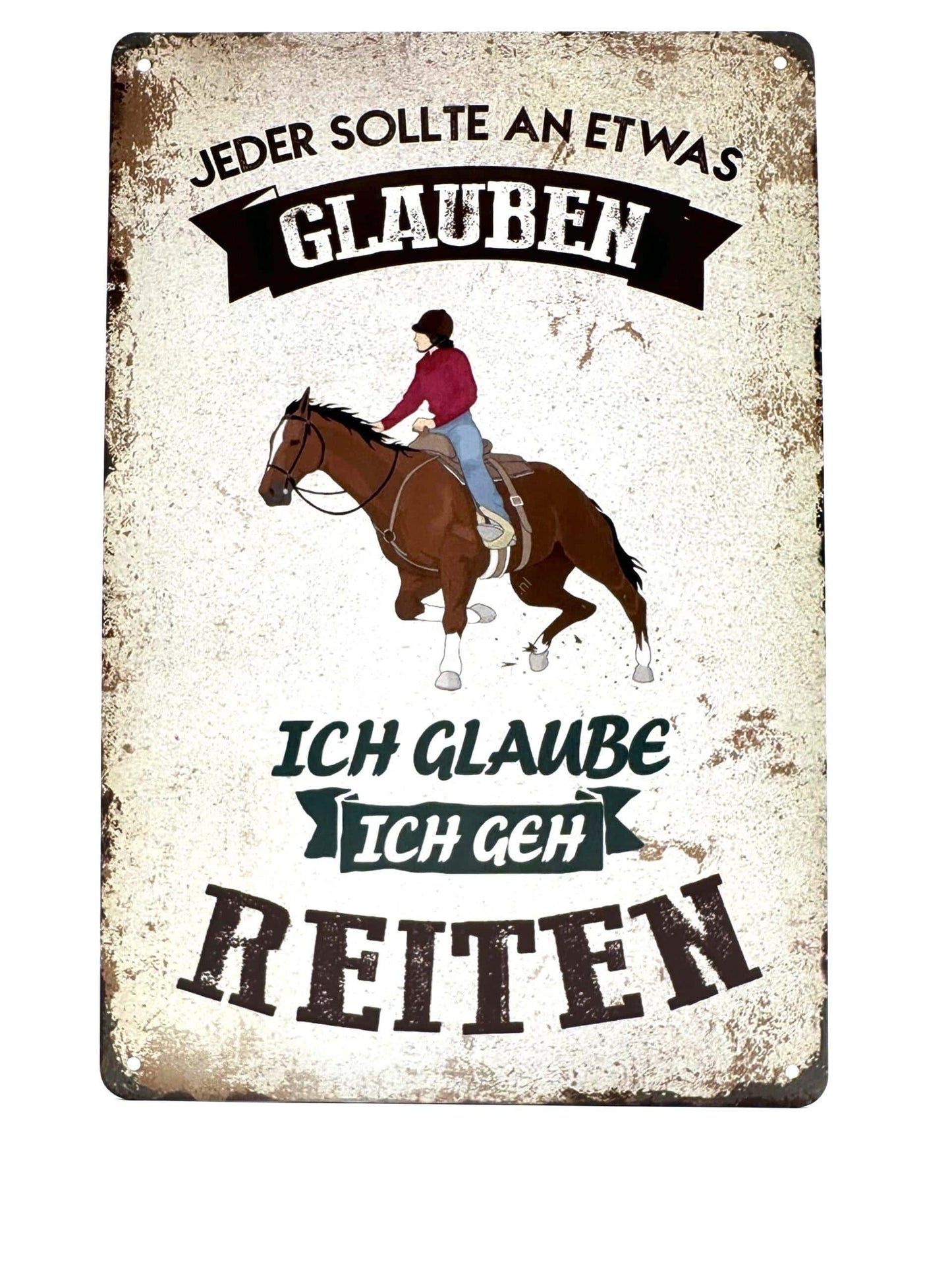 Metalen Wandbord - Jeder sollte an etwas Glauben. Ich glaube ich geh reiten