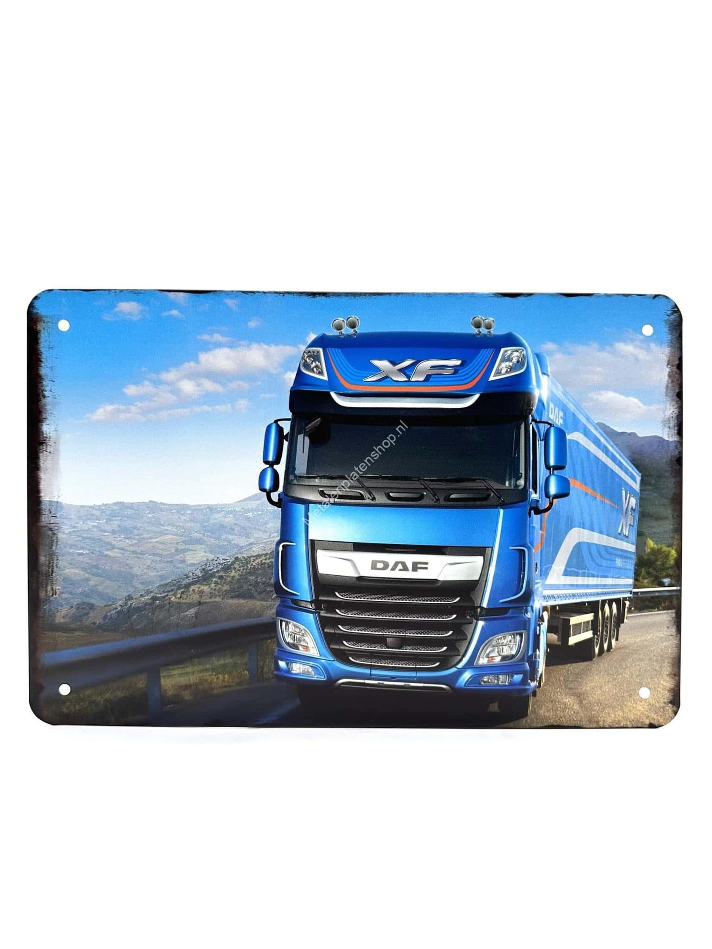 Wandschild aus Metall – DAF XF – Anhänger – Blau – LKW