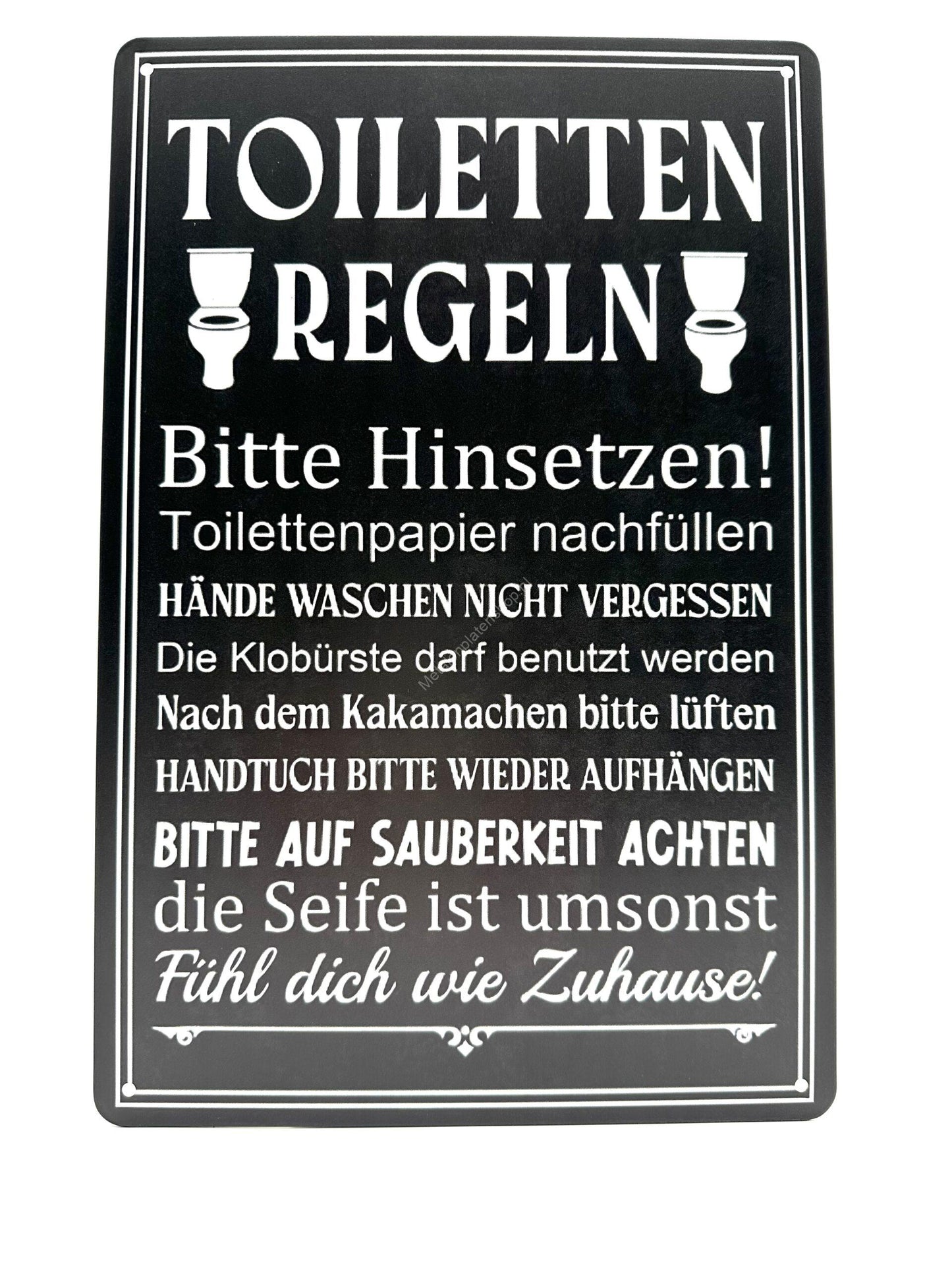 Metalen Wandbord - Toiletten Regeln