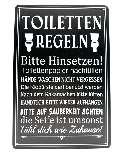 Wandschild aus Metall – Toiletten arrangieren