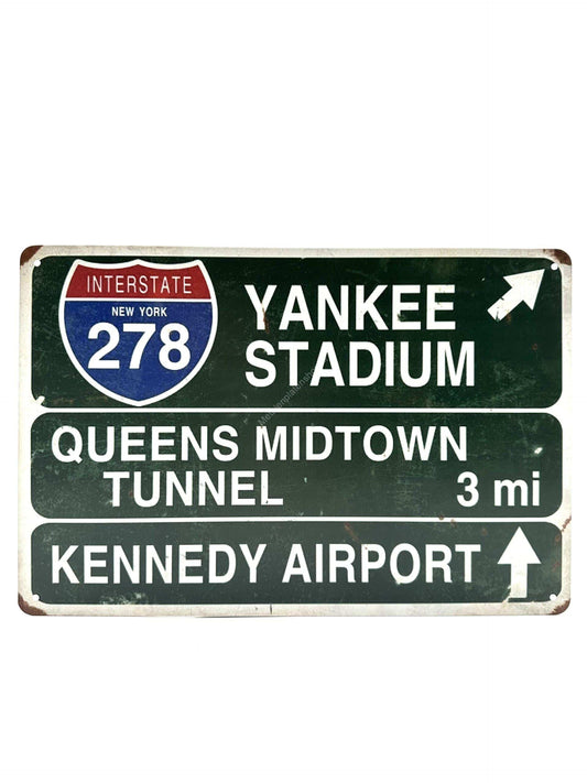 Metal Wall Sign - American Road Sign - Yankee Stadium - Kennedy Airport