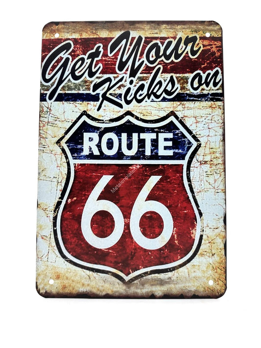 Metalen Wandbord - Get Your Kicks on Route 66 USA