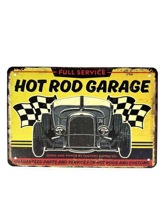 Metalen Wandbord - Hot Rod Garage