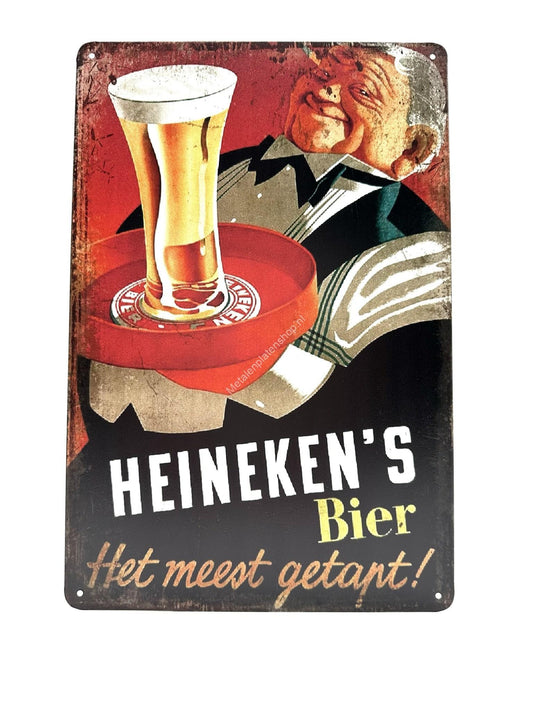 Metalen Wandbord - Heineken's Bier - Het meest getapt!