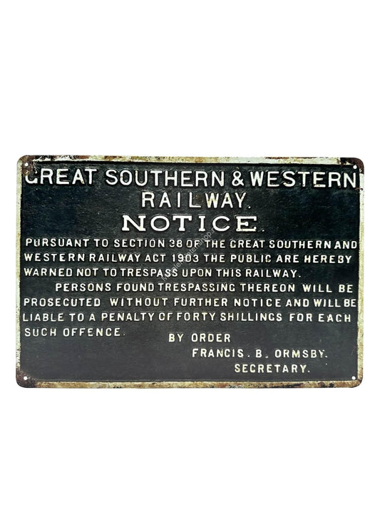 Metalen Wandbord - Great Southern & Western Railway  -Trein