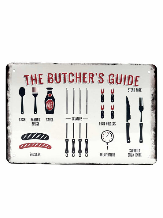 Metal Wall Sign - The Butcher's Guide - Collection