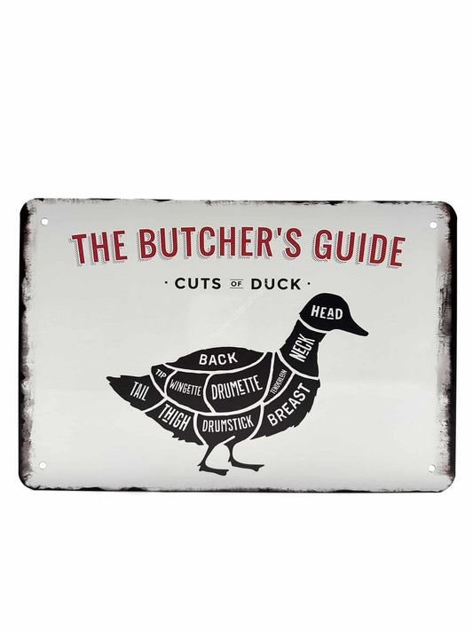 Metalen Wandbord - The Butcher's Guide - Cuts of Duck - Eend