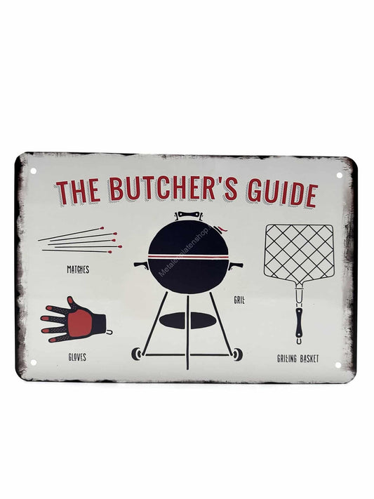 Wandschild aus Metall – The Butchers Guide – BBQ