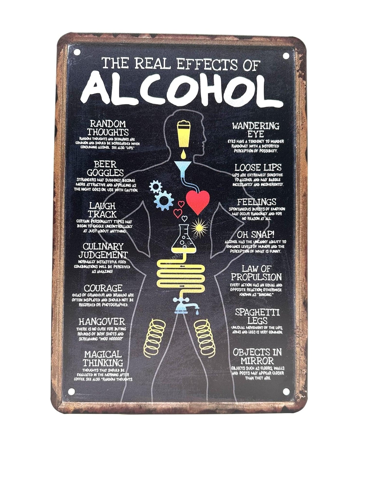 Metalen Wandbord - The Real Effects of Alcohol