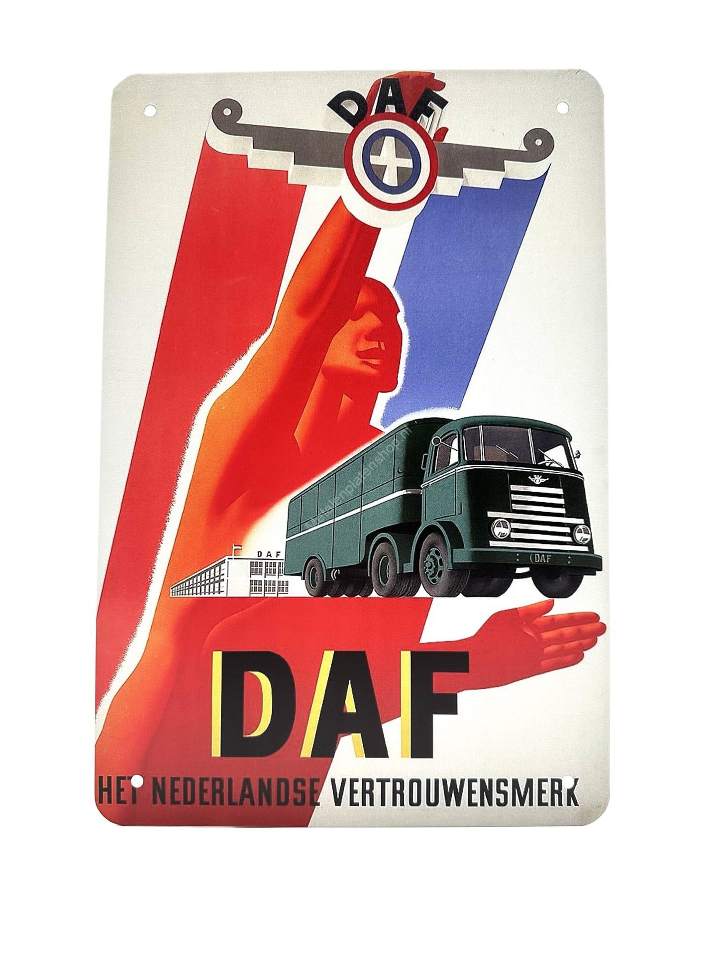 Wandschild aus Metall – DAF – die niederländische Vertrauensmarke