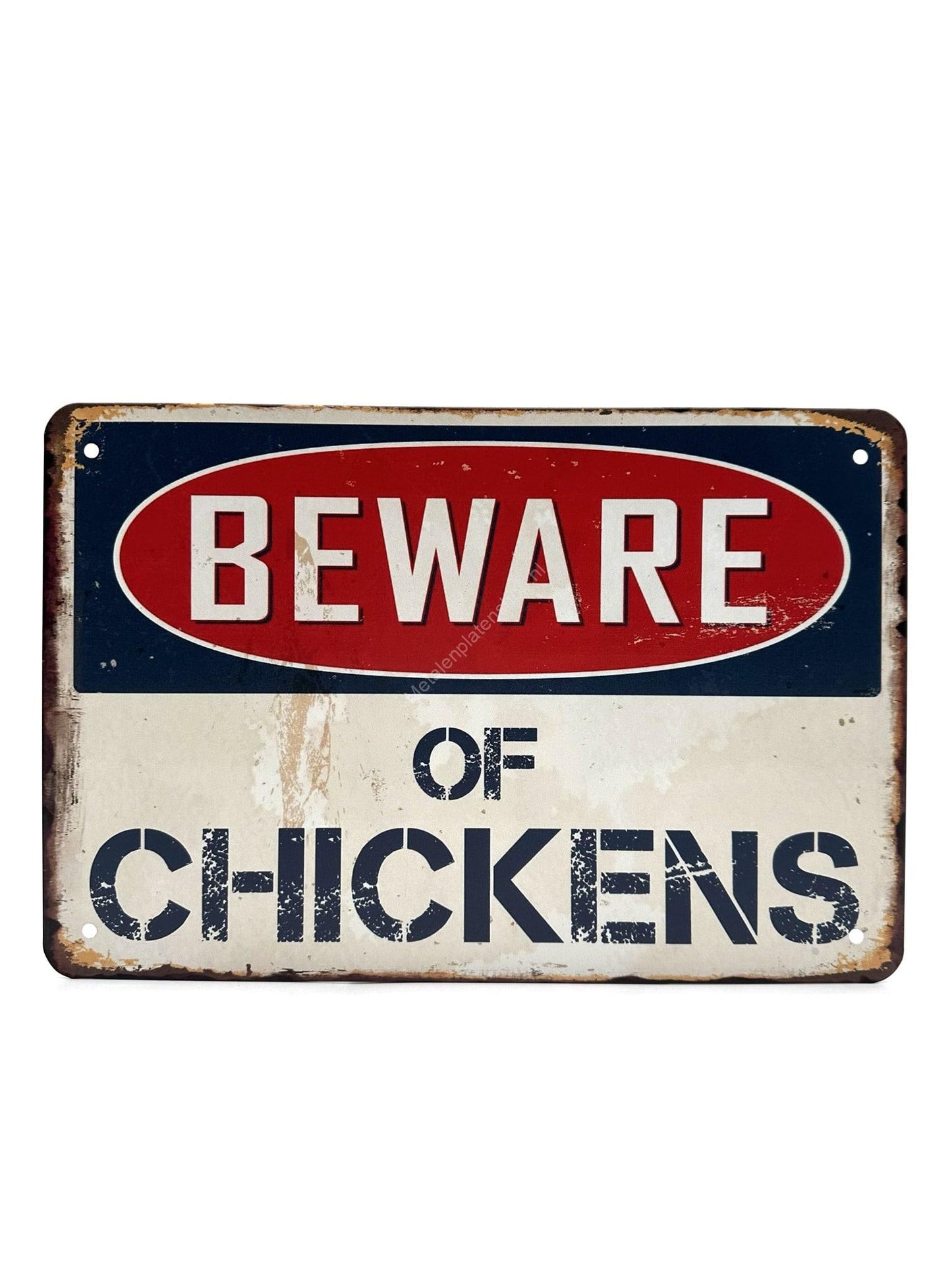 Metal Wall Sign - Beware of Chickens