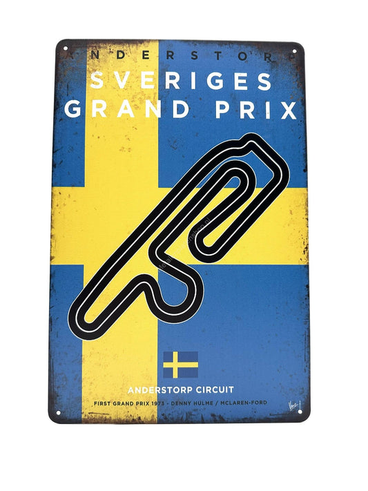 Wandschild aus Metall – Rennstrecke Anderstorp – Grand Prix – Schweden