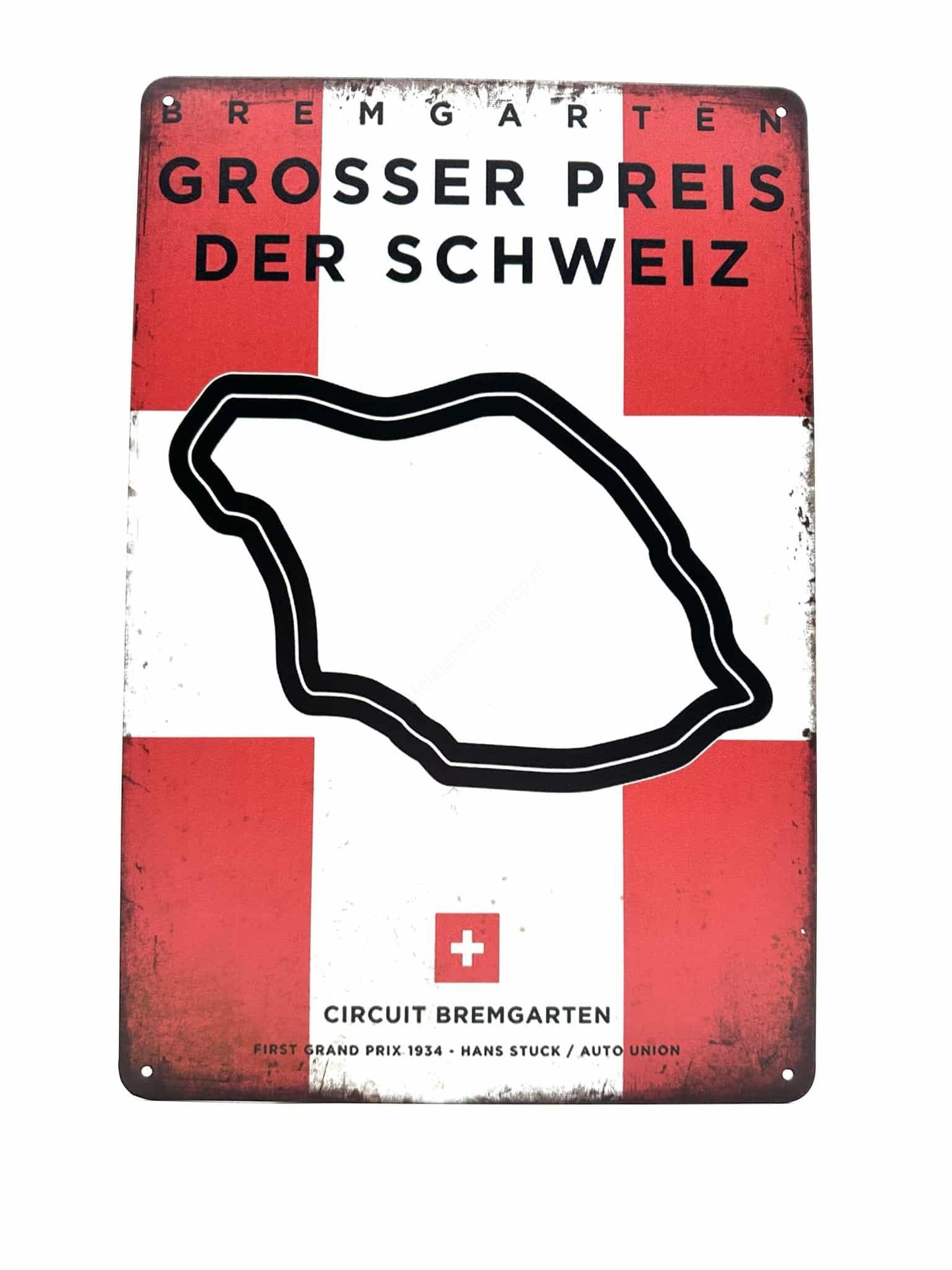 Metalen Wandbord - Circuit Bremgarten - Grand Prix - Zwitserland