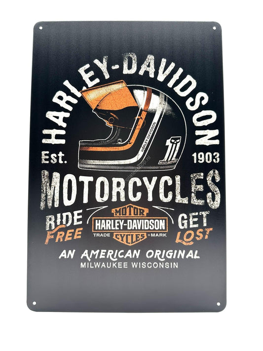 Metal Wall Sign - Harley Davidson - Ride Free Get Lost