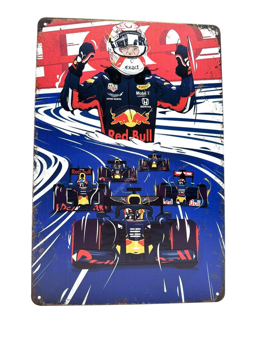 Wandschild aus Metall – Max Verstappen – F1-Rennwagen