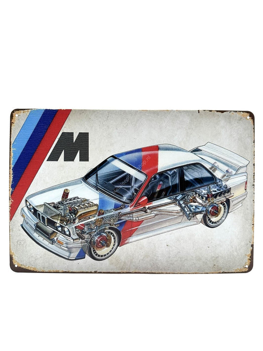 Metallwandschild - BMW M3 - Antriebskette