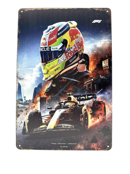 Metal Wall Sign - Sergio Perez Winner - Azerbaijan GP