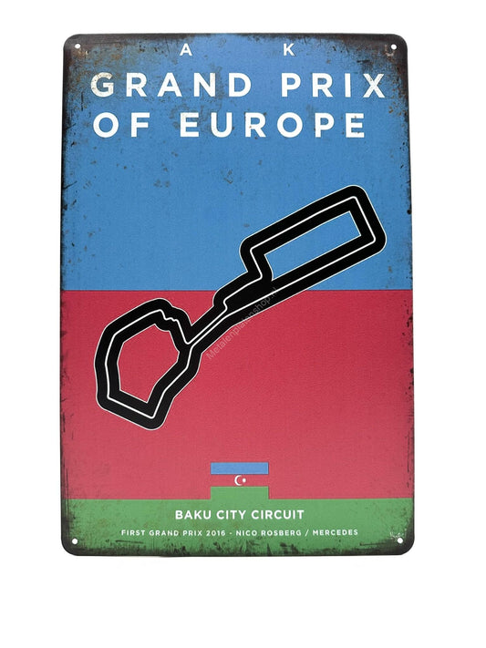 Wandschild aus Metall – Baku City Circuit – Europa – Grand Prix