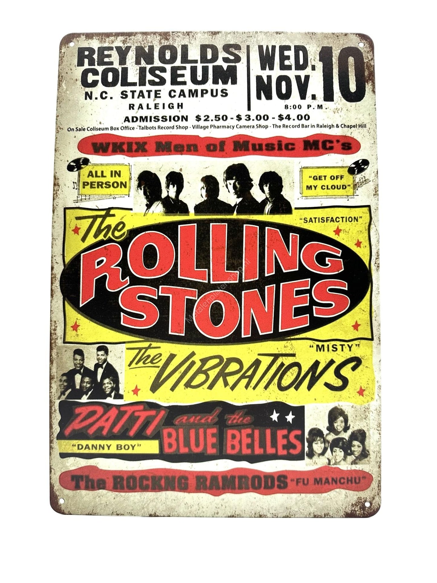 Metal Wall Sign - Rolling Stones - Reynolds Coliseum