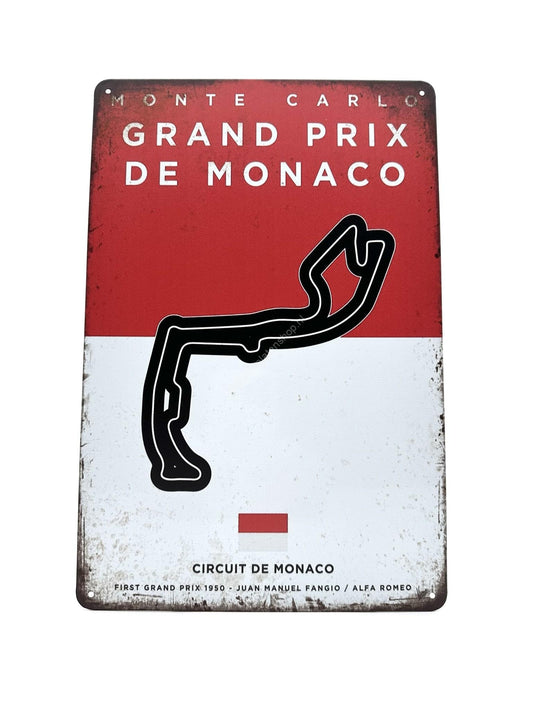 Wandschild aus Metall – Monaco – Rennstrecke – Grand Prix