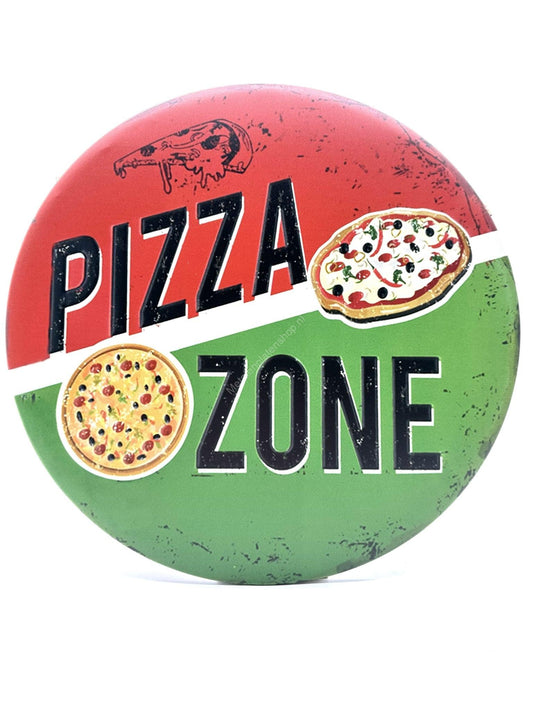 Metal Wall Sign - Pizza Zone - Round