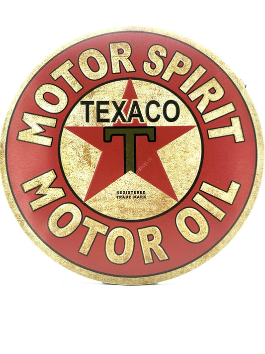 Metalen Wandbord - Motor Spirit - Motor Oil - Rond