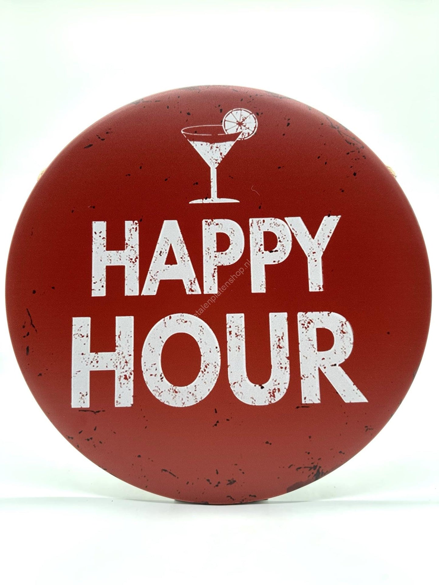 Metalen Wandbord - Happy Hour - Rond