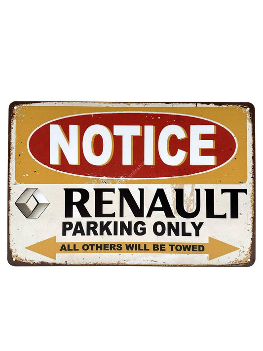 Metalen Wandbord - Notice - Renault - Parking Only