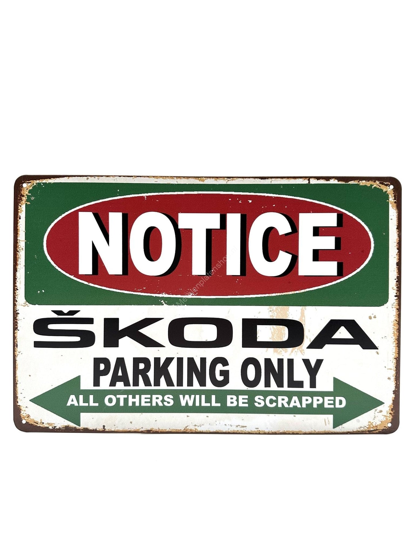 Metalen Wandbord - Notice - Skoda - Parking Only